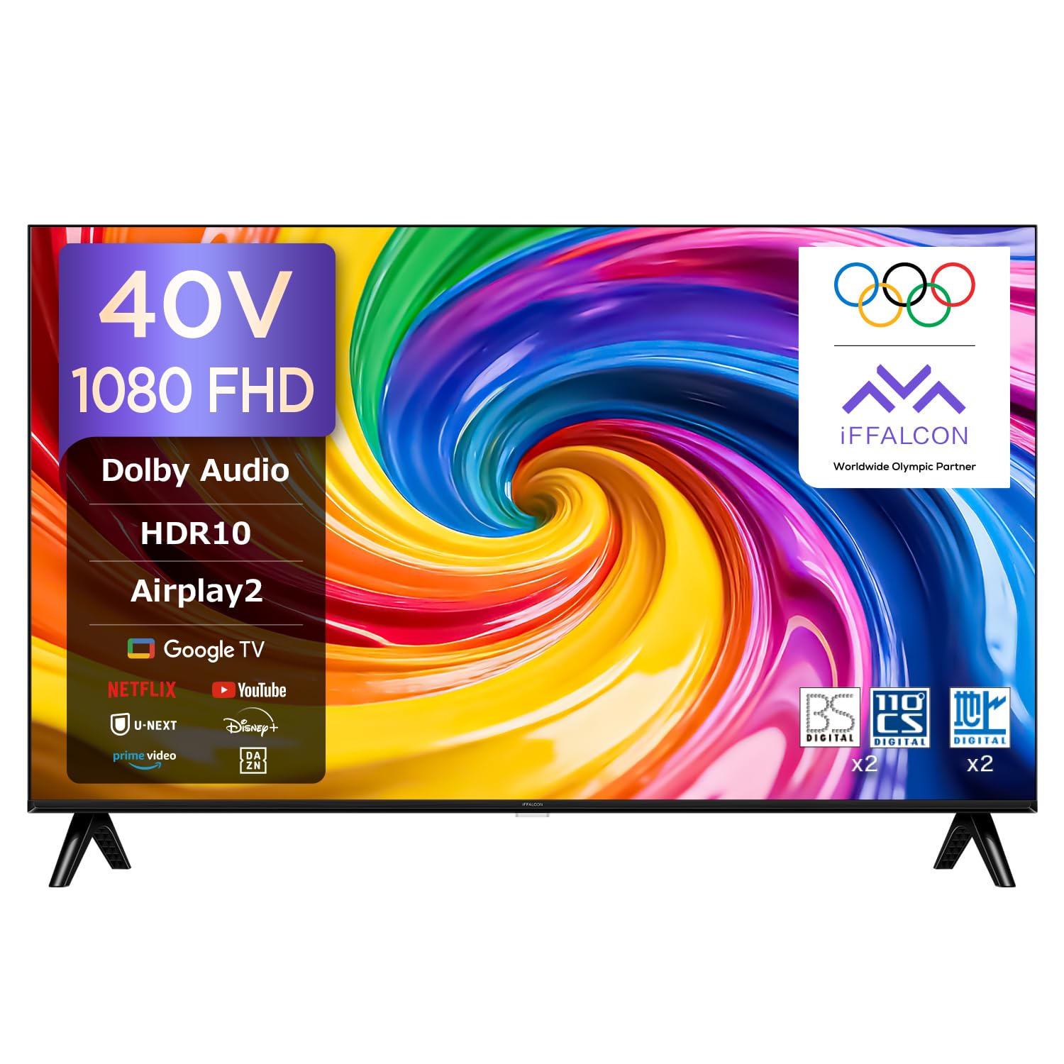 Amazon | iFFALCON テレビ 40V型 FHD 液晶 40S55 Google TV Airplay2